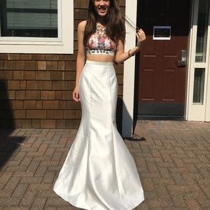 XScape Floral Two Piece Mermaid Gown